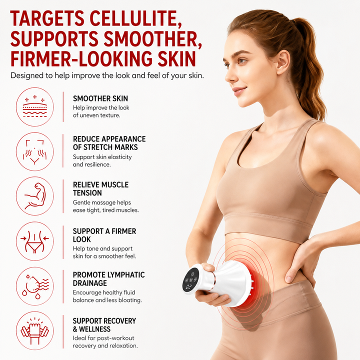 Premium Lymphatic Drainage Massager with Heat Body Massage Device Vibration Therapy 3 Modes 9 Intensity Levels Rechargeable Handheld Relaxation Massage Tool for Daily Use