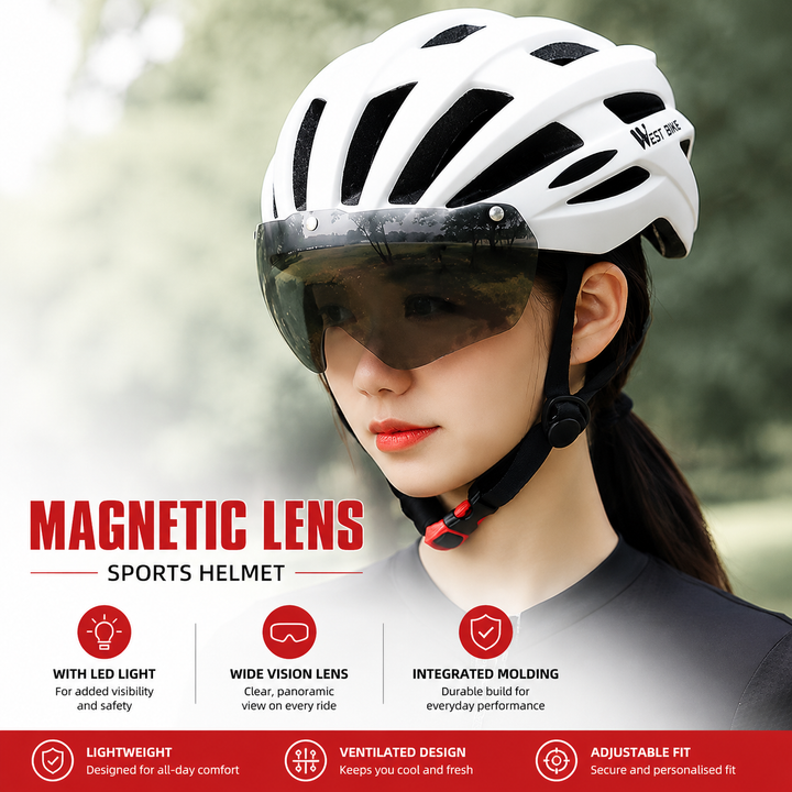 Premium Magnetic Lens Cycling Helmet Lightweight MTB Road Bike Helmet Breathable Adjustable PC Shell EPS Foam Goggles Included Unisex Riding