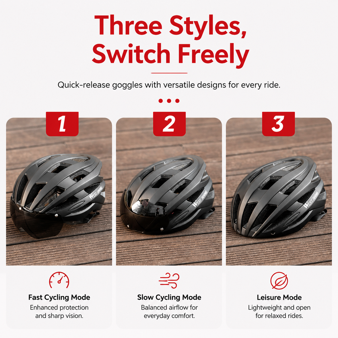 Premium Magnetic Lens Cycling Helmet Lightweight MTB Road Bike Helmet Breathable Adjustable PC Shell EPS Foam Goggles Included Unisex Riding