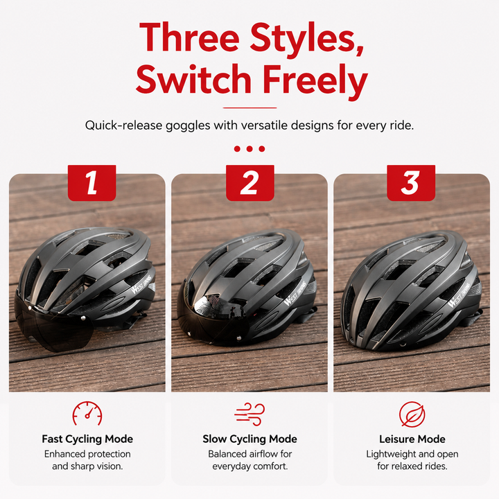 Premium Magnetic Lens Cycling Helmet Lightweight MTB Road Bike Helmet Breathable Adjustable PC Shell EPS Foam Goggles Included Unisex Riding