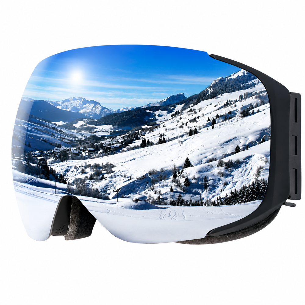 Premium Magnetic Ski Goggles Quick Change Lens UV400 Anti Fog Explosion Proof Snowboard Ski Glasses TPU Frame Snow Sports Eyewear with Case Yellow Lens