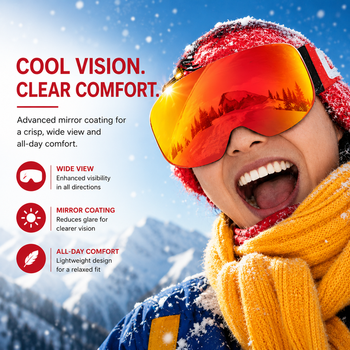Premium Magnetic Ski Goggles Quick Change Lens UV400 Anti Fog Explosion Proof Snowboard Ski Glasses TPU Frame Snow Sports Eyewear with Case Yellow Lens