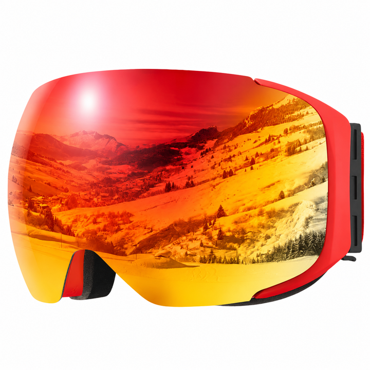 Premium Magnetic Ski Goggles Quick Change Lens UV400 Anti Fog Explosion Proof Snowboard Ski Glasses TPU Frame Snow Sports Eyewear with Case Yellow Lens