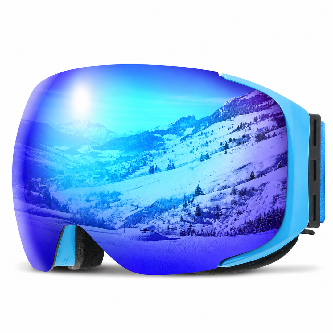 Premium Magnetic Ski Goggles Quick Change Lens UV400 Anti Fog Explosion Proof Snowboard Ski Glasses TPU Frame Snow Sports Eyewear with Case Yellow Lens