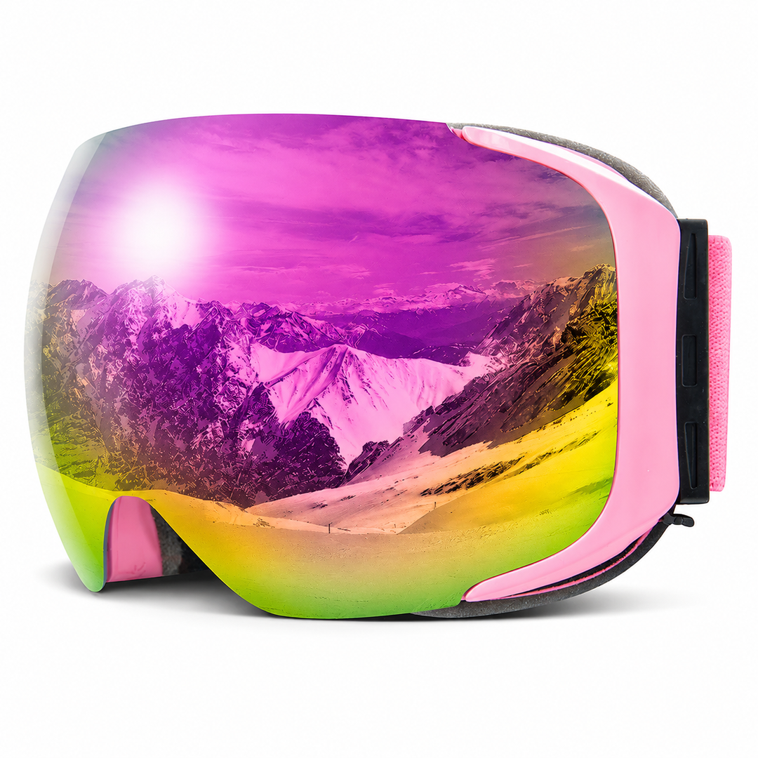 Premium Magnetic Ski Goggles Quick Change Lens UV400 Anti Fog Explosion Proof Snowboard Ski Glasses TPU Frame Snow Sports Eyewear with Case Yellow Lens