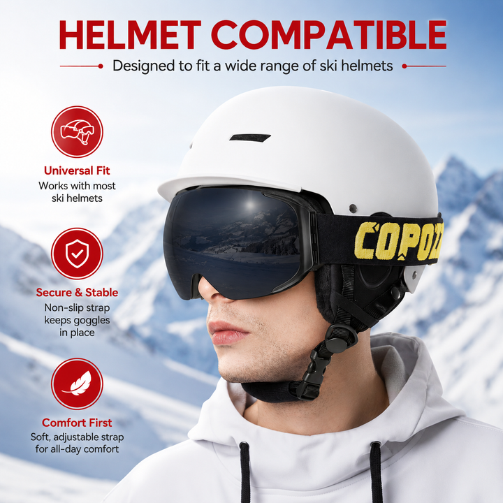 Premium Magnetic Ski Goggles Quick Change Lens UV400 Anti Fog Explosion Proof Snowboard Ski Glasses TPU Frame Snow Sports Eyewear with Case Yellow Lens
