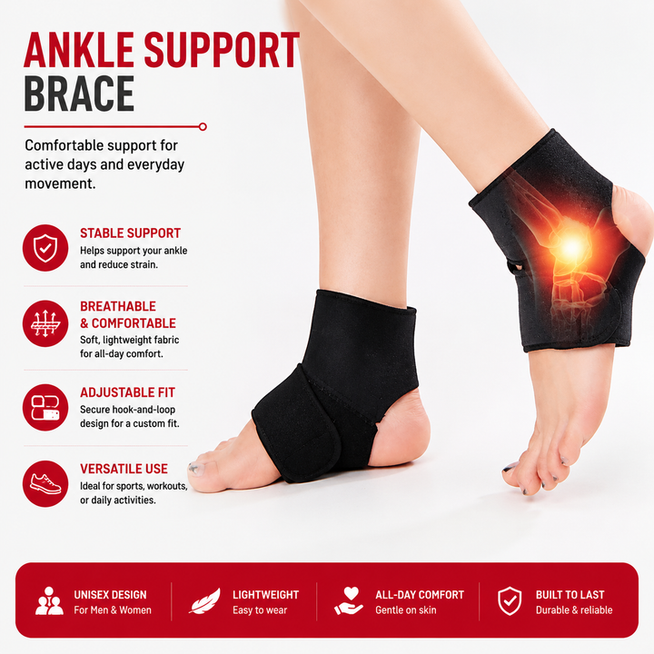 Premium Magnetic Tourmaline Ankle Support Brace Adjustable Compression Self Heating Foot Wrap Warm Comfort Ankle Stabilizer Pain Relief Support 1 Pair