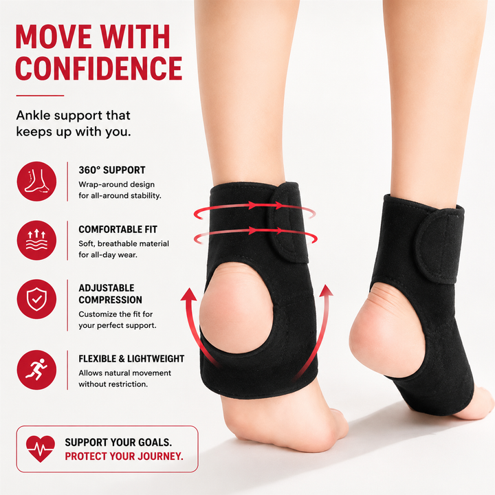 Premium Magnetic Tourmaline Ankle Support Brace Adjustable Compression Self Heating Foot Wrap Warm Comfort Ankle Stabilizer Pain Relief Support 1 Pair