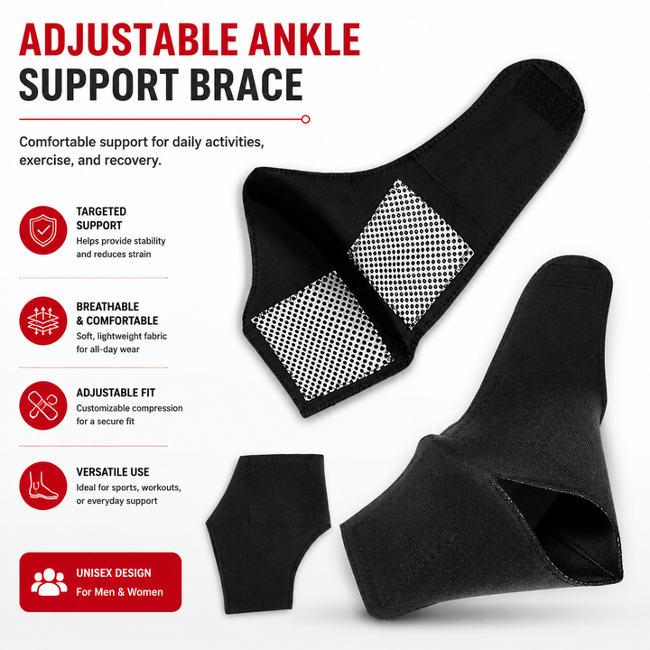 Premium Magnetic Tourmaline Ankle Support Brace Adjustable Compression Self Heating Foot Wrap Warm Comfort Ankle Stabilizer Pain Relief Support 1 Pair