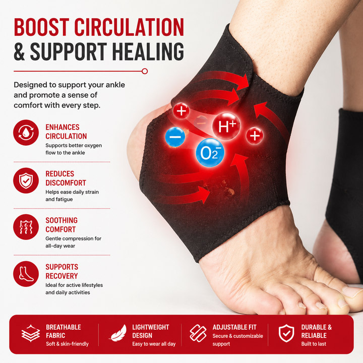 Premium Magnetic Tourmaline Ankle Support Brace Adjustable Compression Self Heating Foot Wrap Warm Comfort Ankle Stabilizer Pain Relief Support 1 Pair