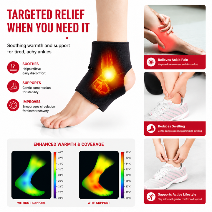Premium Magnetic Tourmaline Ankle Support Brace Adjustable Compression Self Heating Foot Wrap Warm Comfort Ankle Stabilizer Pain Relief Support 1 Pair