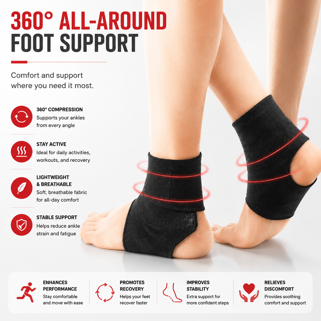Premium Magnetic Tourmaline Ankle Support Brace Adjustable Compression Self Heating Foot Wrap Warm Comfort Ankle Stabilizer Pain Relief Support 1 Pair