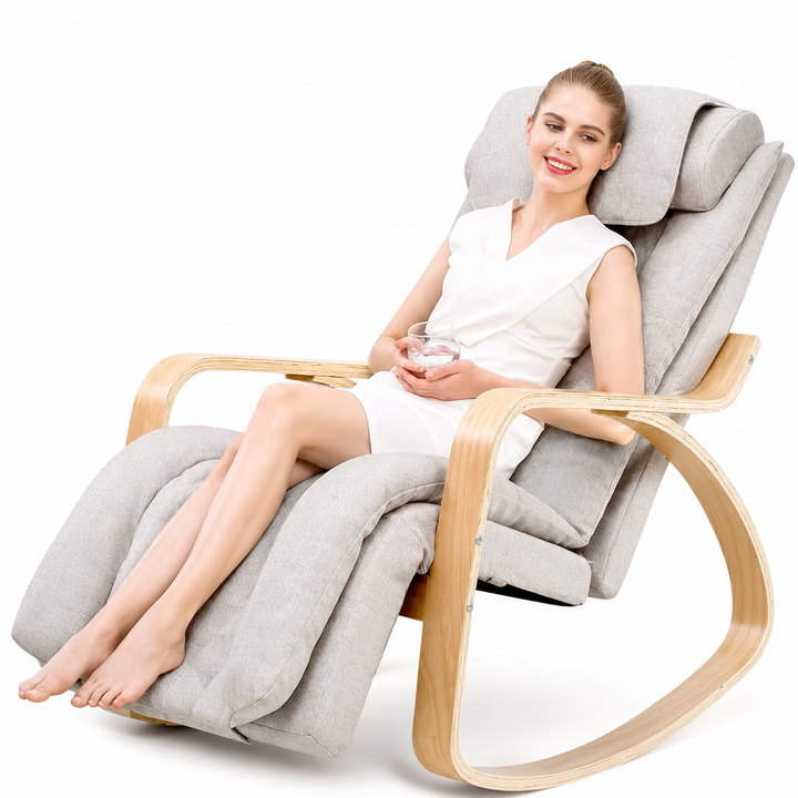 Premium Massage Rocker Recliner Chair Ergonomic Overstuffed Lounge Chair Heat Vibration Neck and Back Massage Home Relaxation Living Room Comfort Furniture Use