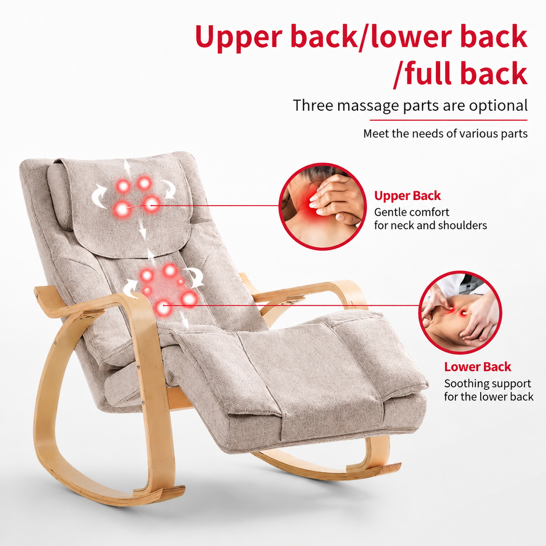 Premium Massage Rocker Recliner Chair Ergonomic Overstuffed Lounge Chair Heat Vibration Neck and Back Massage Home Relaxation Living Room Comfort Furniture Use