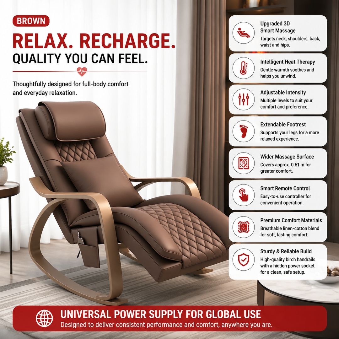 Premium Massage Rocker Recliner Chair Ergonomic Overstuffed Lounge Chair Heat Vibration Neck and Back Massage Home Relaxation Living Room Comfort Furniture Use