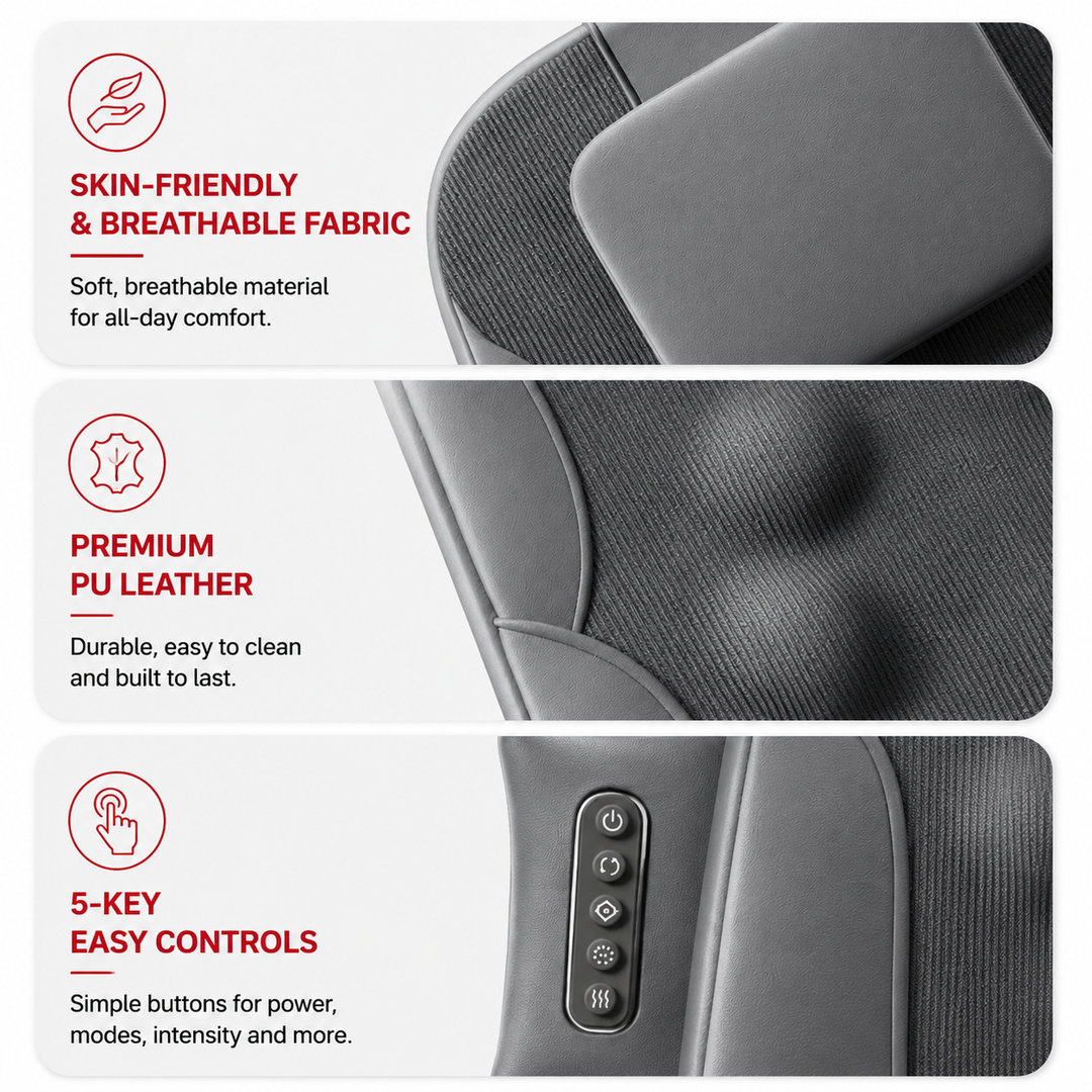 Premium Massage Seat Cushion with Heat Full Back Massager Chair Pad for Office Chair Car Seat Dual Rail Back Waist Hip Massage Cushion