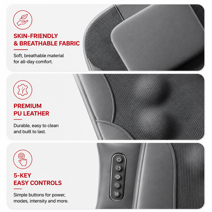 Premium Massage Seat Cushion with Heat Full Back Massager Chair Pad for Office Chair Car Seat Dual Rail Back Waist Hip Massage Cushion