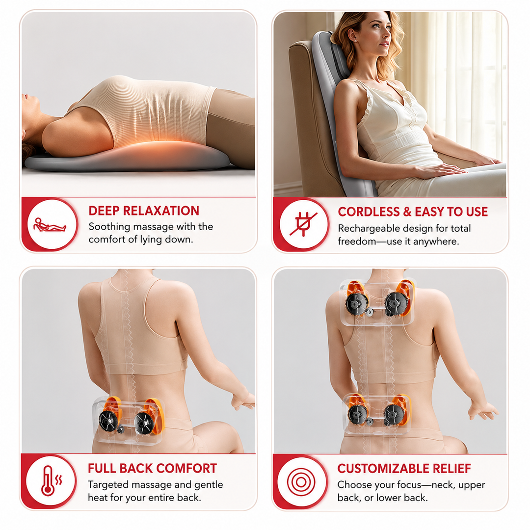 Premium Massage Seat Cushion with Heat Full Back Massager Chair Pad for Office Chair Car Seat Dual Rail Back Waist Hip Massage Cushion