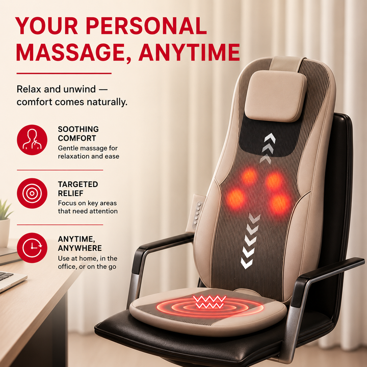 Premium Massage Seat Cushion with Heat Full Back Massager Chair Pad for Office Chair Car Seat Dual Rail Back Waist Hip Massage Cushion