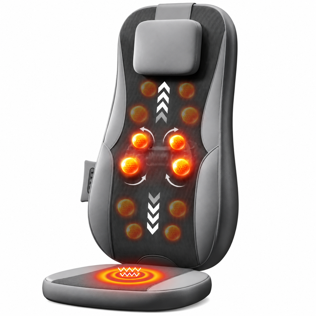 Premium Massage Seat Cushion with Heat Full Back Massager Chair Pad for Office Chair Car Seat Dual Rail Back Waist Hip Massage Cushion