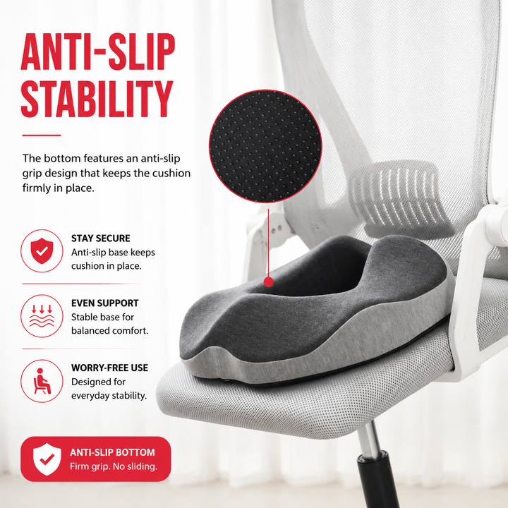 Premium Memory Foam Donut Seat Cushion Tailbone Pressure Relief Pillow Ergonomic Hemorrhoid Sciatica Sitting Support Office Home Travel Chair Pad