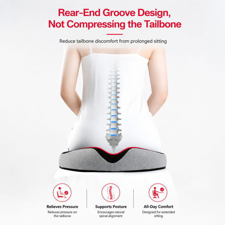 Premium Memory Foam Donut Seat Cushion Tailbone Pressure Relief Pillow Ergonomic Hemorrhoid Sciatica Sitting Support Office Home Travel Chair Pad
