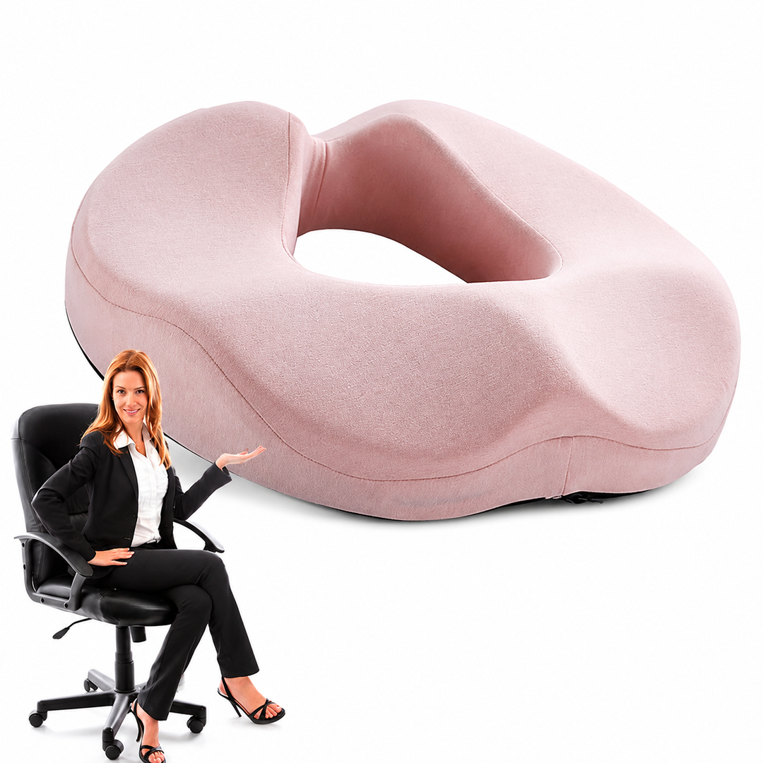 Premium Memory Foam Donut Seat Cushion Tailbone Pressure Relief Pillow Ergonomic Hemorrhoid Sciatica Sitting Support Office Home Travel Chair Pad