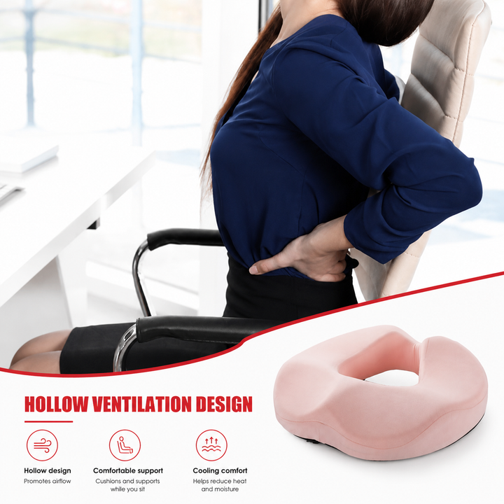 Premium Memory Foam Donut Seat Cushion Tailbone Pressure Relief Pillow Ergonomic Hemorrhoid Sciatica Sitting Support Office Home Travel Chair Pad