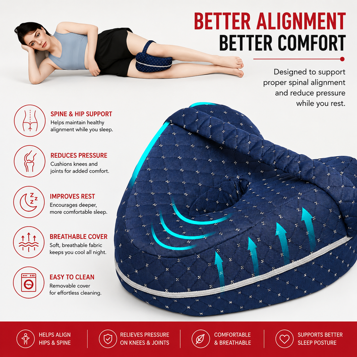 Premium Memory Foam Knee Pillow Side Sleeper Leg Support Pillow Hip Back Sciatica Pain Relief Orthopedic Alignment Sleep Cushion Ergonomic Portable