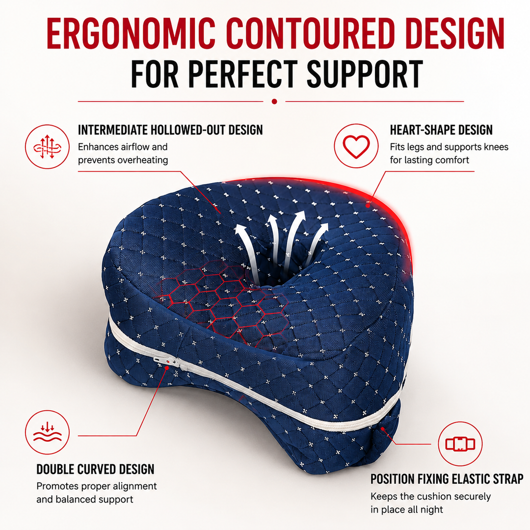 Premium Memory Foam Knee Pillow Side Sleeper Leg Support Pillow Hip Back Sciatica Pain Relief Orthopedic Alignment Sleep Cushion Ergonomic Portable