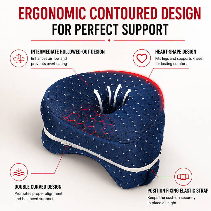 Premium Memory Foam Knee Pillow Side Sleeper Leg Support Pillow Hip Back Sciatica Pain Relief Orthopedic Alignment Sleep Cushion Ergonomic Portable
