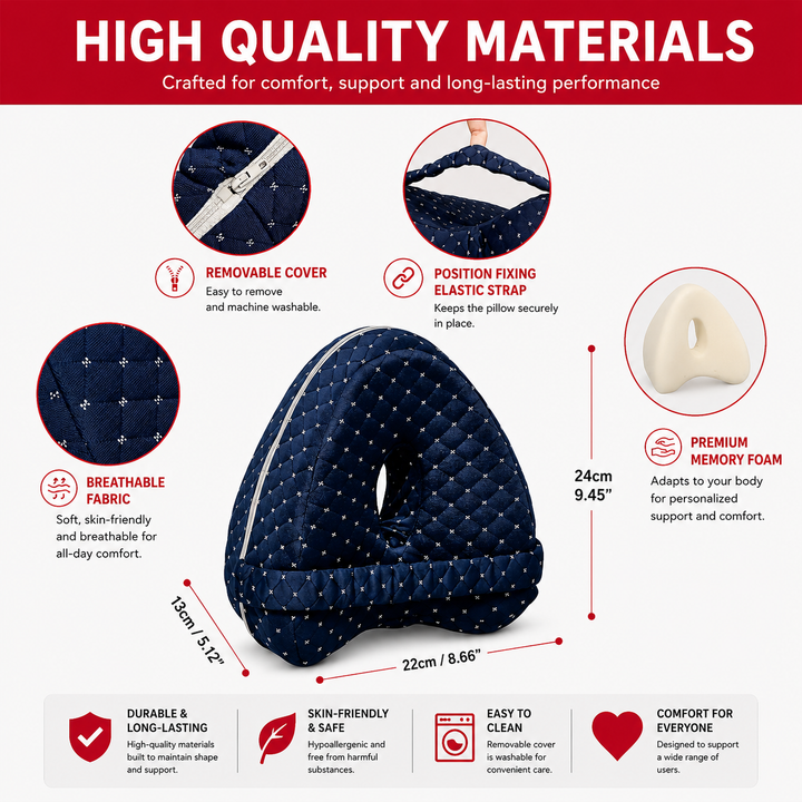 Premium Memory Foam Knee Pillow Side Sleeper Leg Support Pillow Hip Back Sciatica Pain Relief Orthopedic Alignment Sleep Cushion Ergonomic Portable