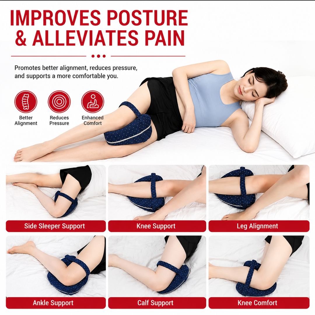 Premium Memory Foam Knee Pillow Side Sleeper Leg Support Pillow Hip Back Sciatica Pain Relief Orthopedic Alignment Sleep Cushion Ergonomic Portable