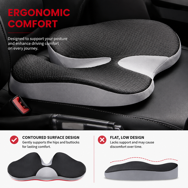Premium Memory Foam Seat Cushion Ergonomic Chair Pad Non Slip Support Cushion Office Chair Car Seat Portable Comfort Cushion Travel Daily Use Support