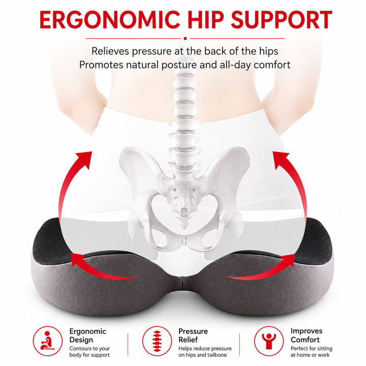 Premium Memory Foam Seat Cushion Ergonomic Chair Pad Non Slip Support Cushion Office Chair Car Seat Portable Comfort Cushion Travel Daily Use Support