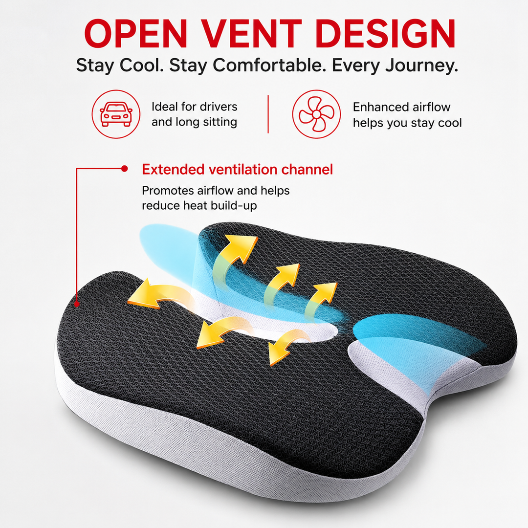 Premium Memory Foam Seat Cushion Ergonomic Chair Pad Non Slip Support Cushion Office Chair Car Seat Portable Comfort Cushion Travel Daily Use Support