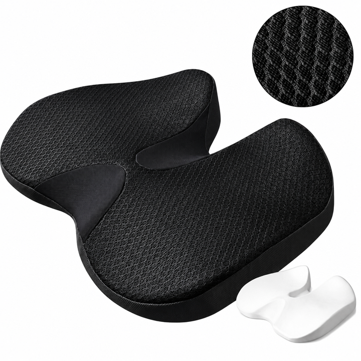 Premium Memory Foam Seat Cushion Ergonomic Chair Pad Non Slip Support Cushion Office Chair Car Seat Portable Comfort Cushion Travel Daily Use Support
