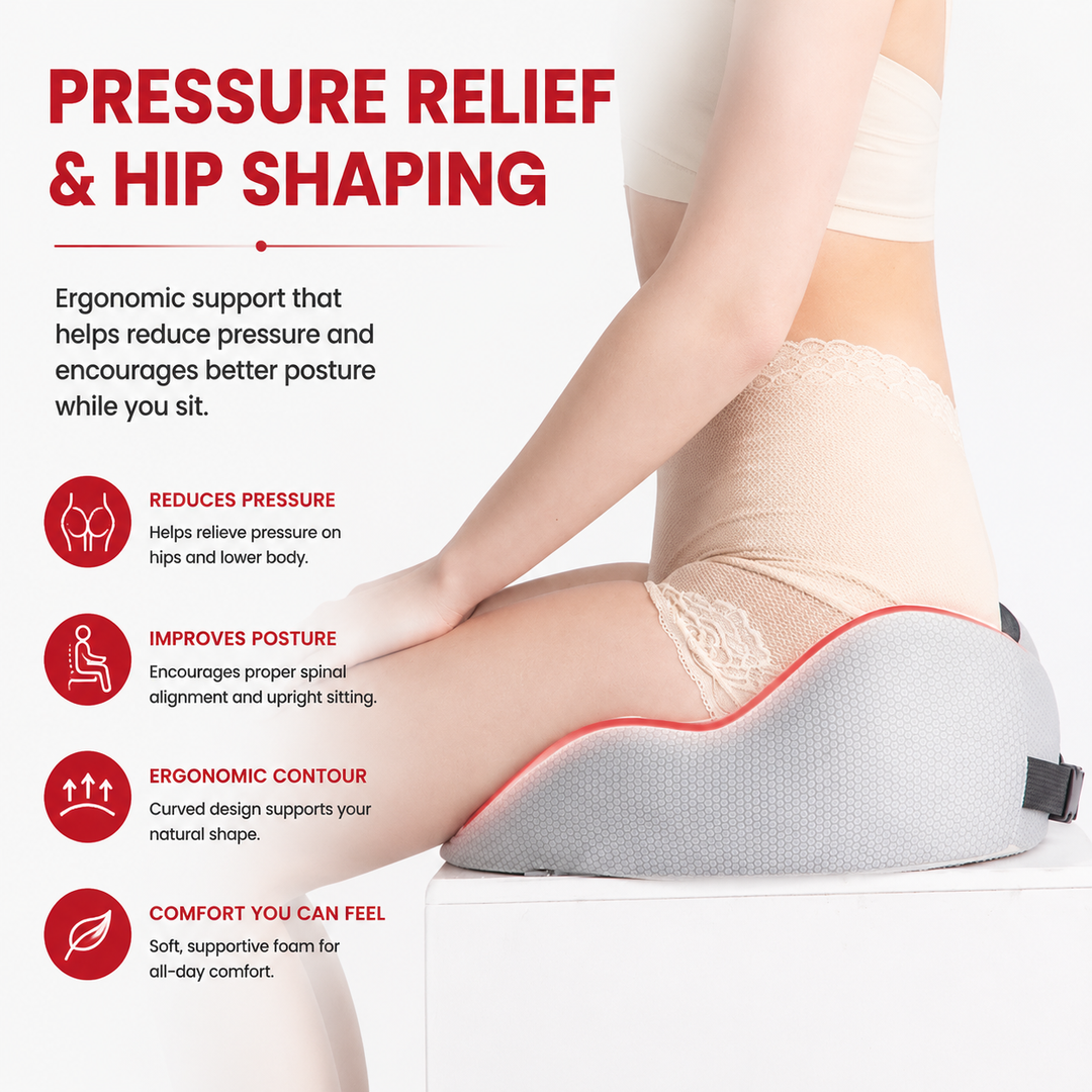 Premium Memory Foam Seat Cushion Ergonomic Sit Bone Support Pad Breathable Washable Chair Cushion Office Car Home Long Sitting Posture Comfort Cushion