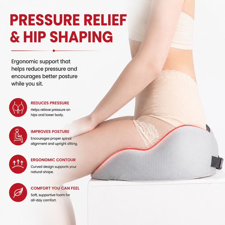 Premium Memory Foam Seat Cushion Ergonomic Sit Bone Support Pad Breathable Washable Chair Cushion Office Car Home Long Sitting Posture Comfort Cushion