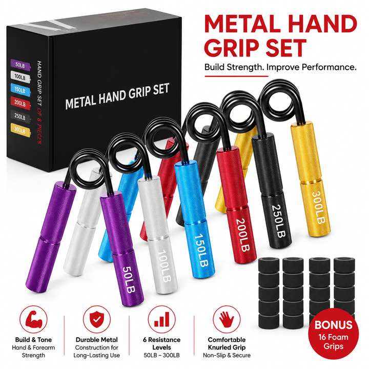 Premium Metal Hand Gripper Adjustable 50–350LB Grip Strength Trainer Finger Wrist Forearm Exercise Tool Gym Home Fitness Muscle Workout Device