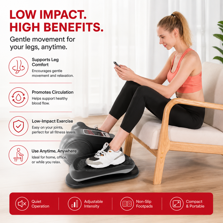 Premium Mini Electric Elliptical Stepper Portable Home Pedal Exerciser Compact Cardio Training Stair Stepper Low Impact Fitness Machine Indoor Use