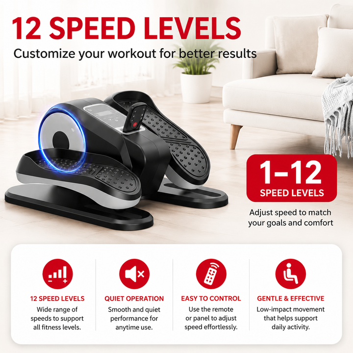 Premium Mini Electric Elliptical Stepper Portable Home Pedal Exerciser Compact Cardio Training Stair Stepper Low Impact Fitness Machine Indoor Use