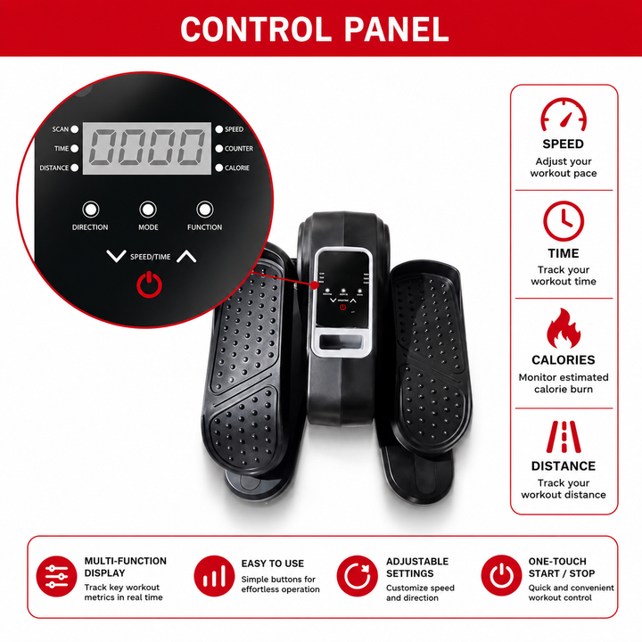 Premium Mini Electric Elliptical Stepper Portable Home Pedal Exerciser Compact Cardio Training Stair Stepper Low Impact Fitness Machine Indoor Use