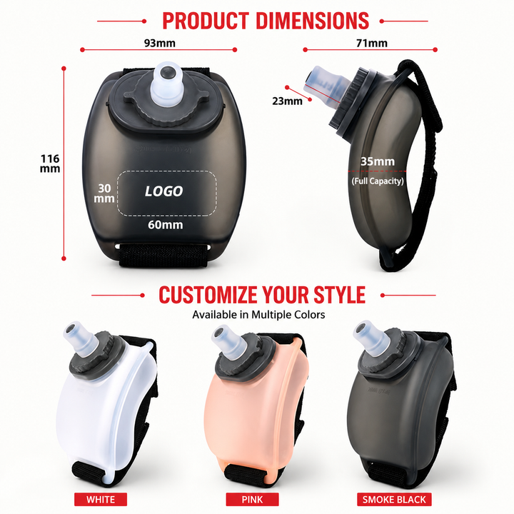 Premium Mini Running Wrist Water Bottle Holder Soft Flask Hydration Pack Adjustable Wrist Strap Hands Free Sports Water Bottle for Running Cycling Hiking Fitness