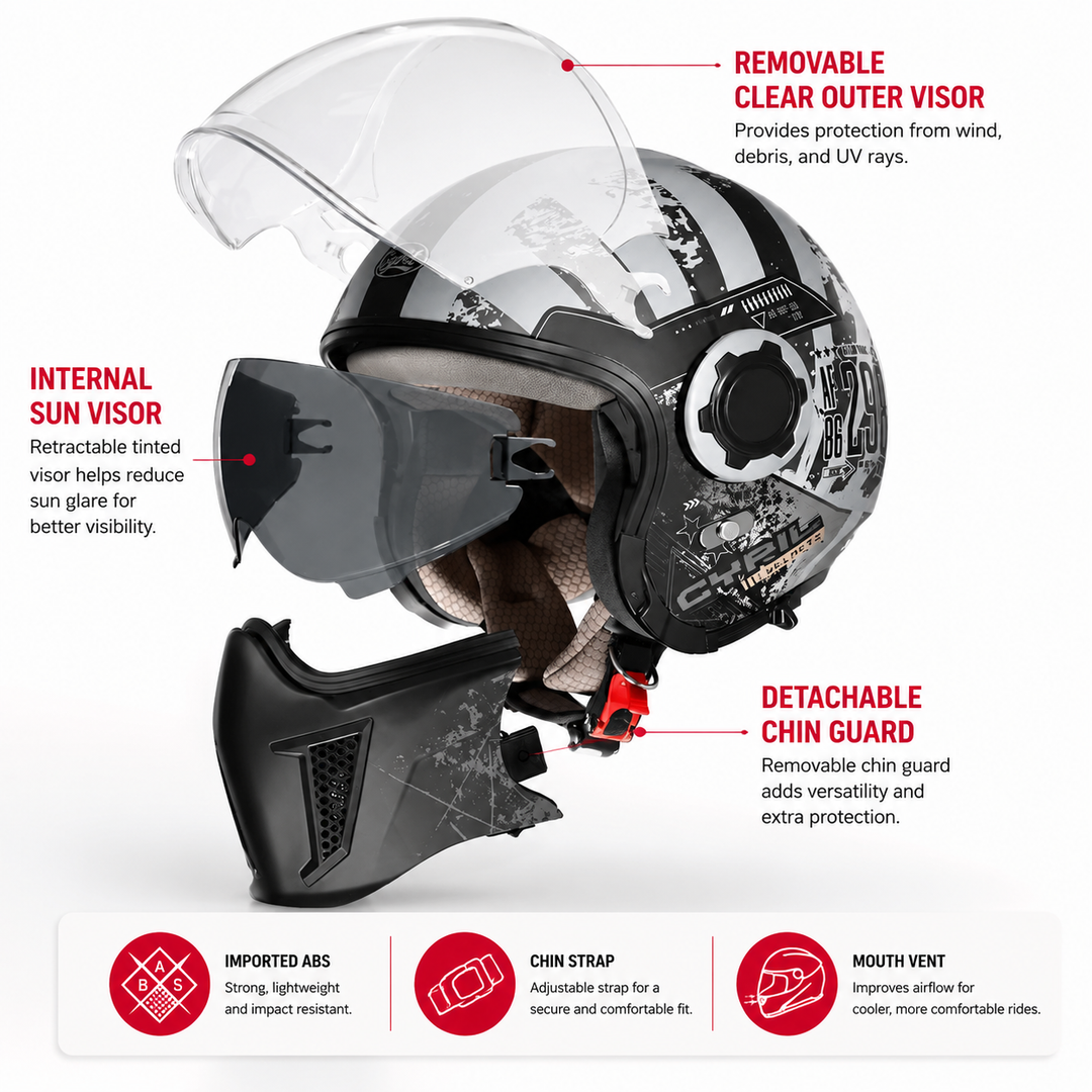 Premium Modular Motorcycle Helmet Full Face Open Face Dual Lens ABS Shell Retro Riding Helmet Anti Fog Visor Lightweight Tool Free Design Men Women