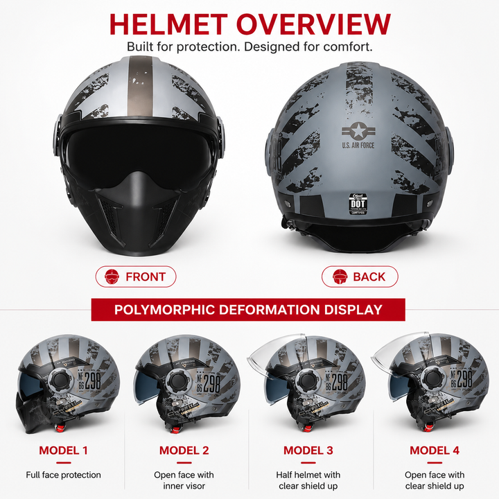 Premium Modular Motorcycle Helmet Full Face Open Face Dual Lens ABS Shell Retro Riding Helmet Anti Fog Visor Lightweight Tool Free Design Men Women