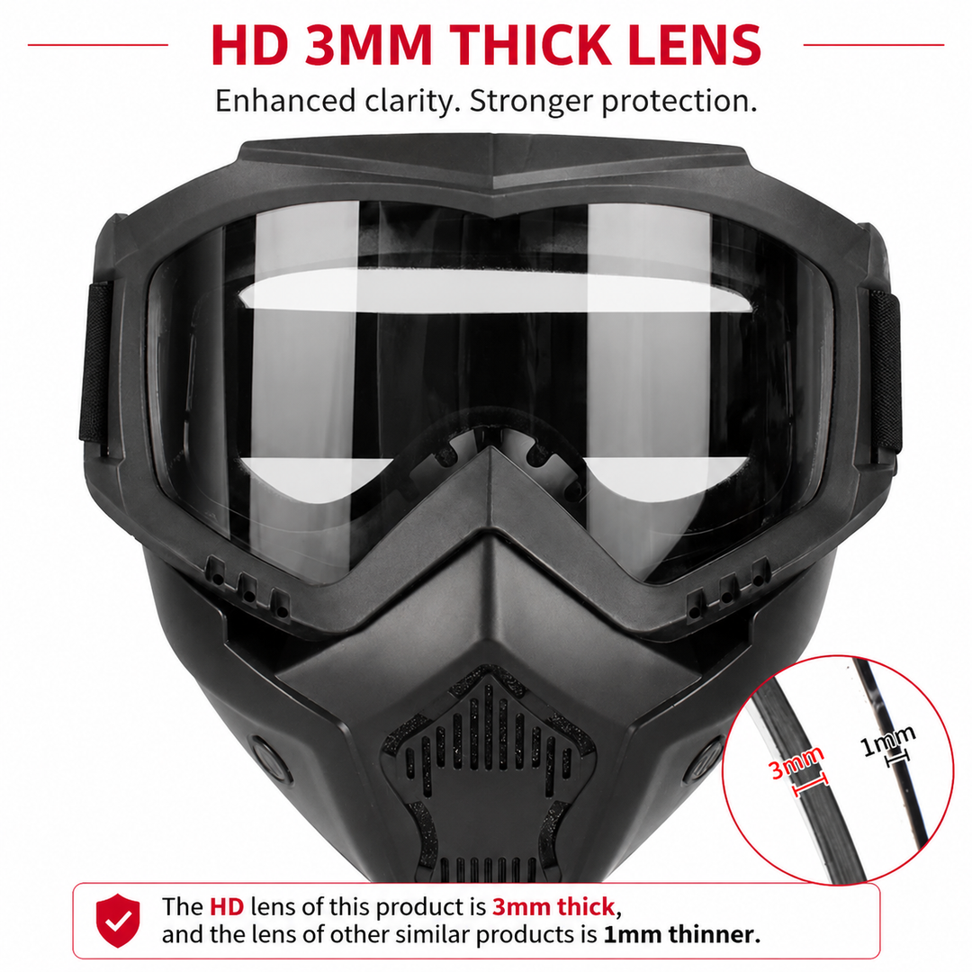 Premium Motorcycle Mask Goggles Skull Face Mask Breathable Wind Dust Cover Adjustable Strap Helmet Compatible Outdoor Riding Goggles Multicolor Lens