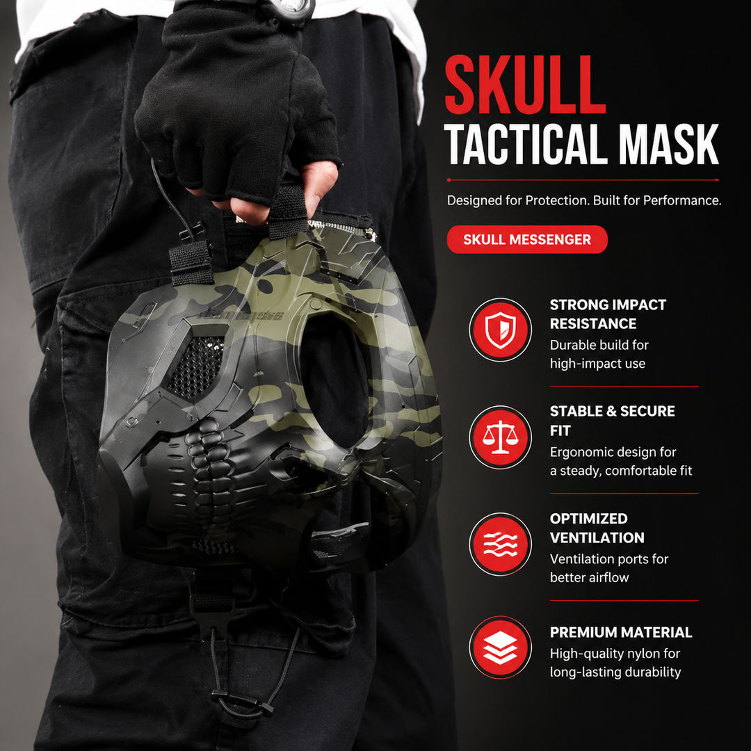 Premium Motorcycle Mask Goggles Skull Face Mask Breathable Wind Dust Cover Adjustable Strap Helmet Compatible Outdoor Riding Goggles Multicolor Lens