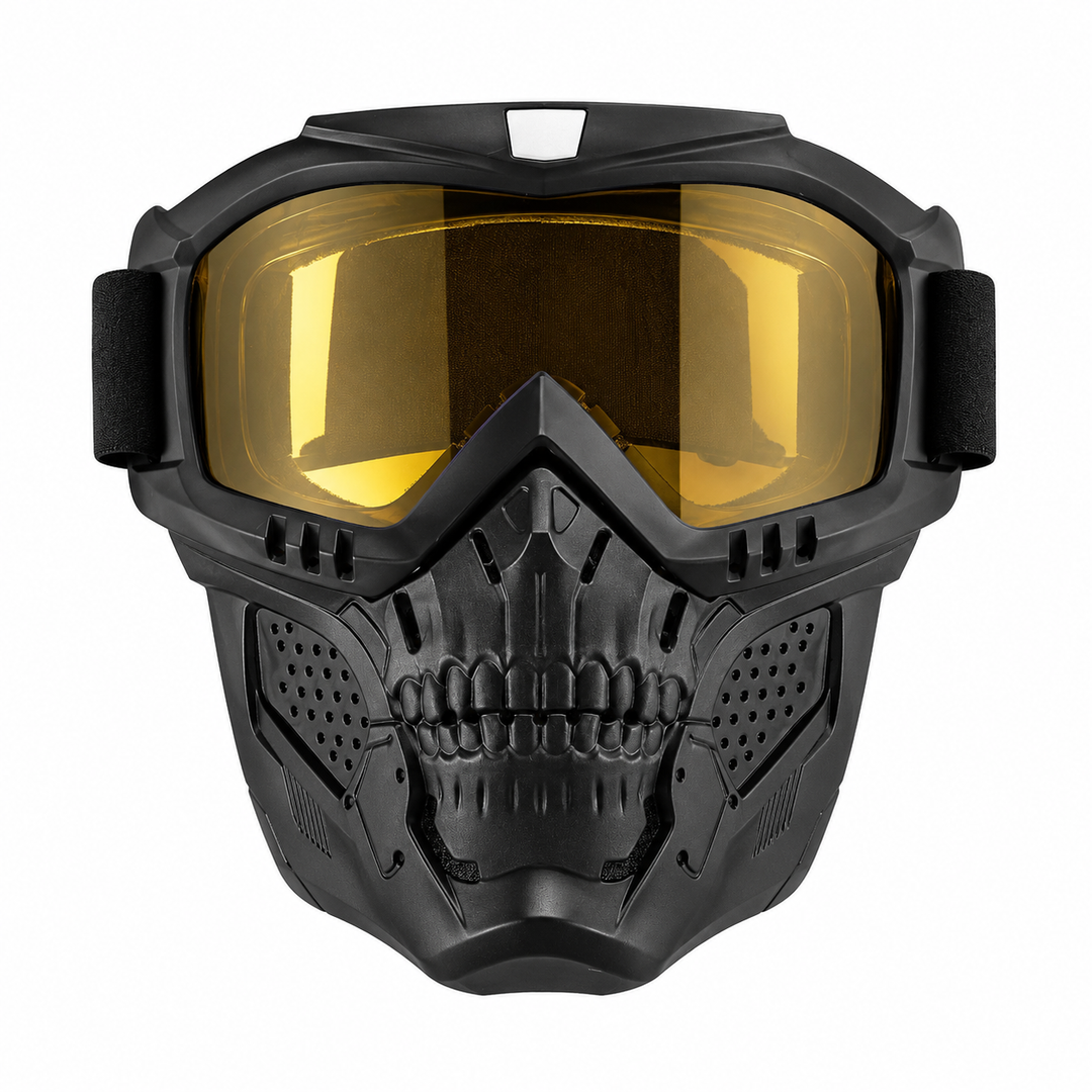 Premium Motorcycle Mask Goggles Skull Face Mask Breathable Wind Dust Cover Adjustable Strap Helmet Compatible Outdoor Riding Goggles Multicolor Lens