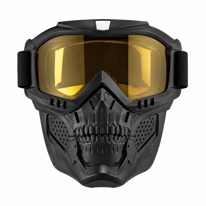 Premium Motorcycle Mask Goggles Skull Face Mask Breathable Wind Dust Cover Adjustable Strap Helmet Compatible Outdoor Riding Goggles Multicolor Lens